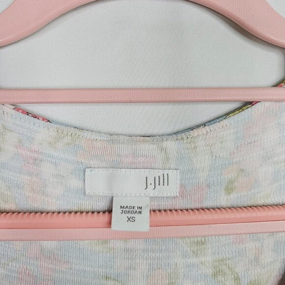 J. JILL Floral Dress BLUE PINK & GREEN size XS Relaxed Fit Pockets Cottagecore - Picture 5 of 8